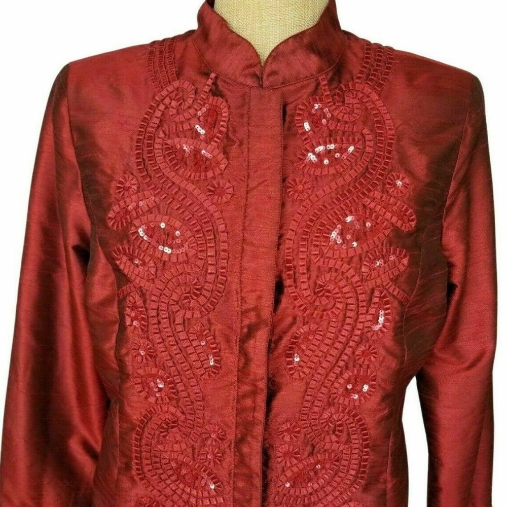 Chicos Jacket - Red Metallic Sequins  - Chico's Size 2 Large